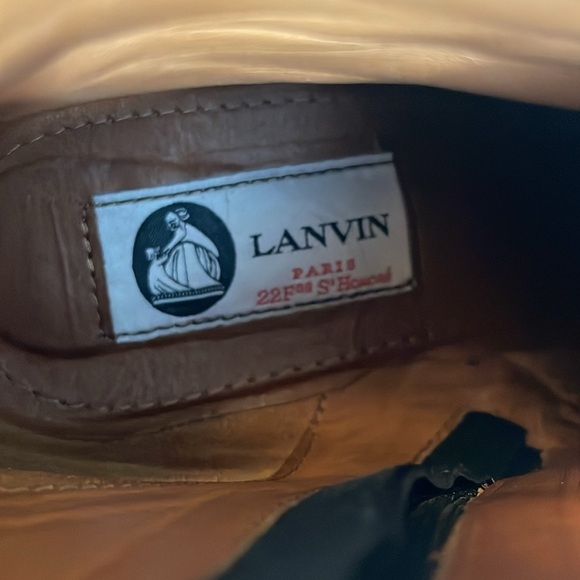 Lanvin navy blue leather ankle wedge boots 3” size 7 - Picture 5 of 8